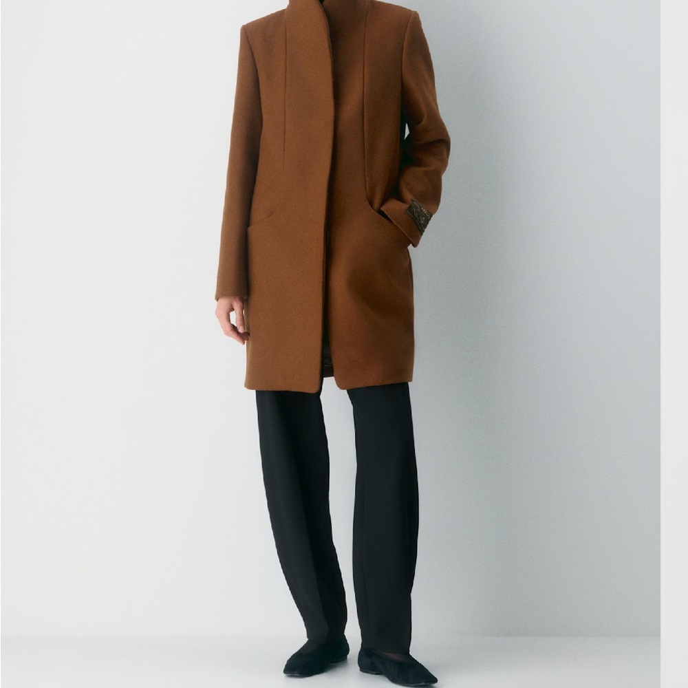 Aritzia cocoon coat luxe wool cashmere size m chocolatier brown
